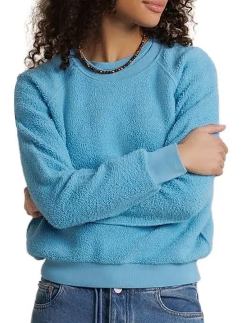perfectwhitetee izzy denim Blue Crewneck Terry Sweatshirt